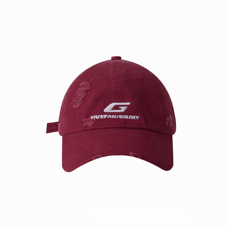 

American Retro Old Ripped Baseball Hat Women Casual and Versatile Letter Embroidered Baseball Hat Curved Brim Sun Hat Adjustable