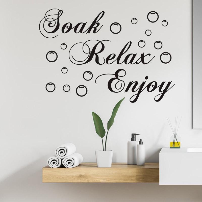 

YY8601Ванная комната Bubble Englishsoak Relax EnjoyНаклейка на стену для украшения дома Съемная самоклеящаяся черная