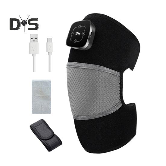 

Массажер для колена с подогревом, 5 режимов нагрева, 3 режима массажа, цифровой дисплей, перезаряжаемое беспроводное устройство для массажа колена A черный серый