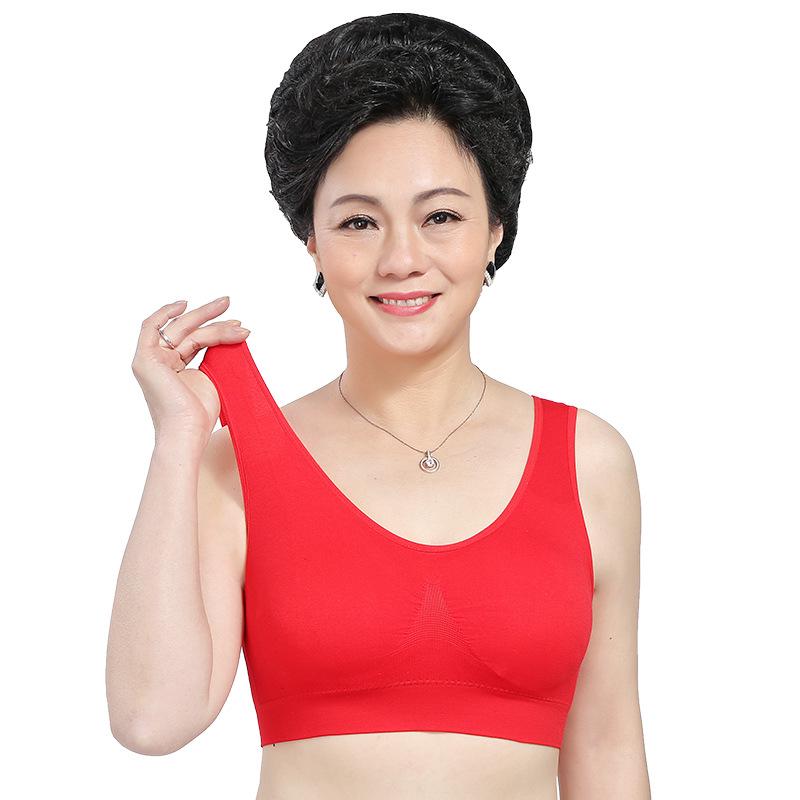 Mom’s Vest-Style Cotton Bra: No Underwire, Large Size, Ideal for Middle-Aged & Elderly Women, Sports Design, Supportive & Comfortable Fit.