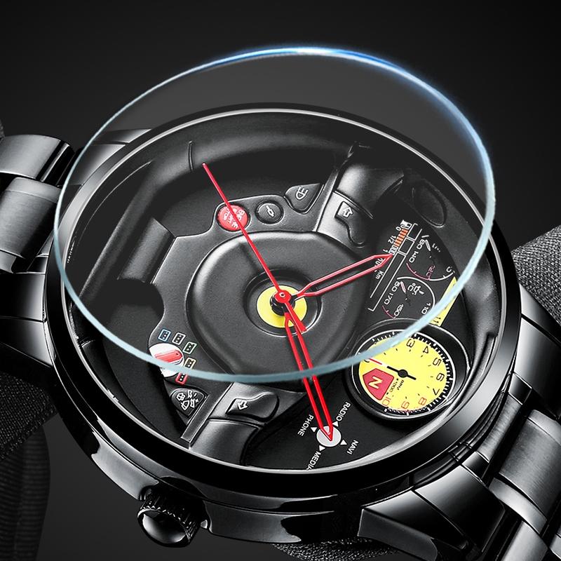SVJ Brand Watch Cross-country Stereo Steering Wheel Waterproof Hollow Watch Forging Modified High-grade Non-mechanical Men's Watch