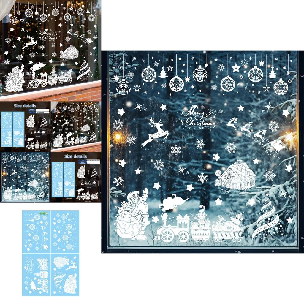 Christmas Window Sticker Pvc Decor With Santa Balls For Holiday Festivities