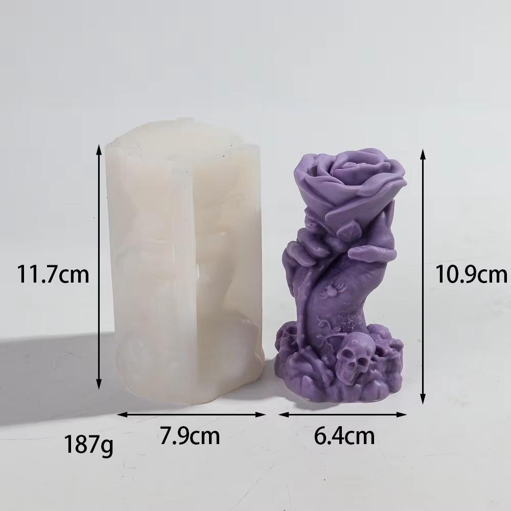 Rose Relief Skull Candle Silicone Mold 3D Halloween Ghost Claw Rose Ball Aromatherapy Pendant Molds Holiday Decor Accessories