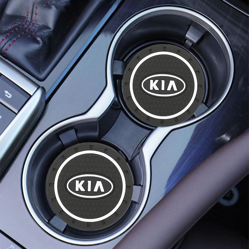 Car Water Cup Bottle Holder 2PCS for KIA Sportage Rio Ceed Picanto K5 K9 SorentoAnti-slip Pad Mat Silica Gel Auto Accessories