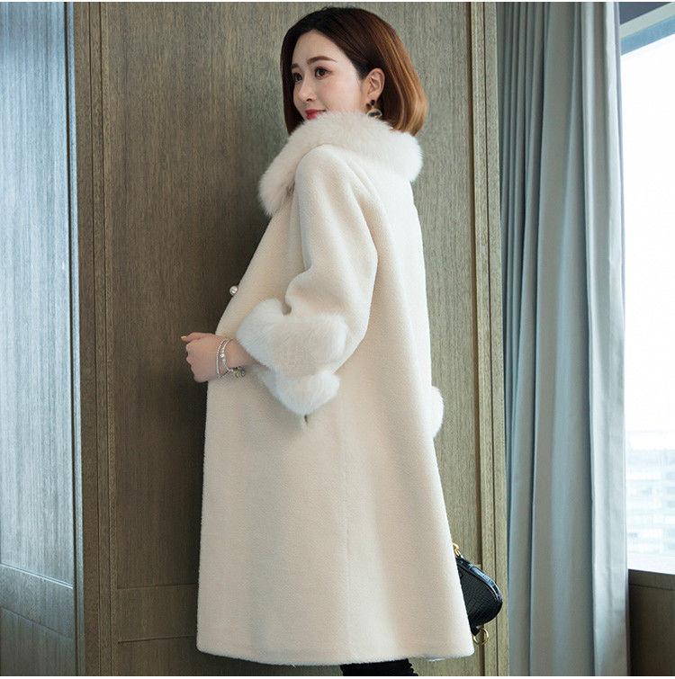 Winter new imitation sheep shearing fur coat long imitation fox fur coat large size women's clothing
