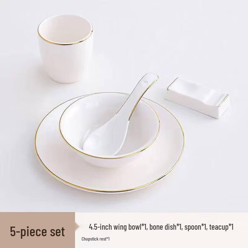 New Chinese Style Gold-Rimmed Ceramic Dinnerware Set