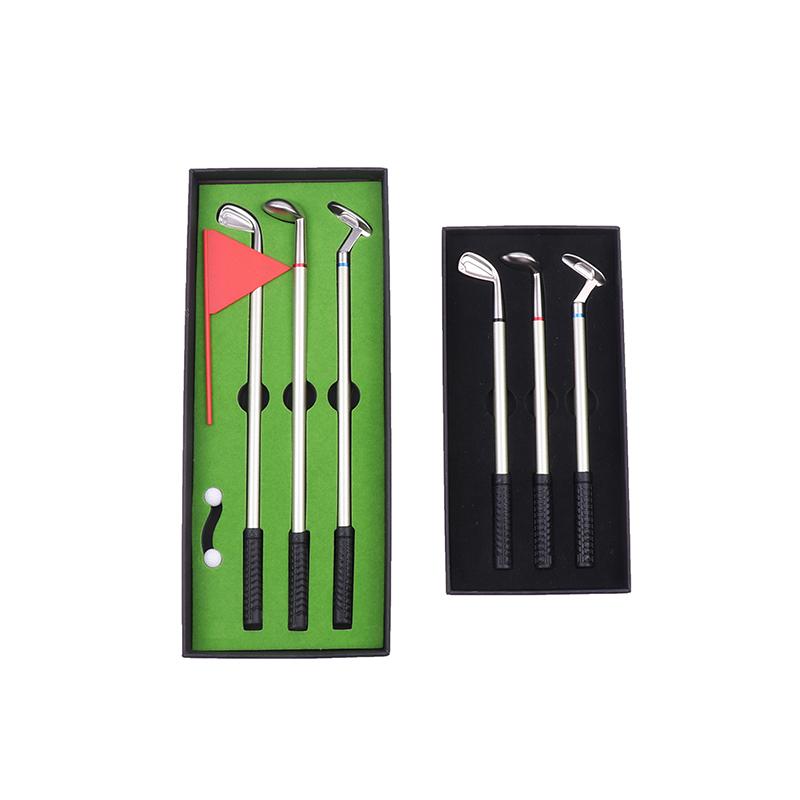 Golf Pen Set Mini Desktop Golf Ball Pen Gift Includes Putting Green 3 Clubs Pen Balls And Flag Desk Games Office School Gift