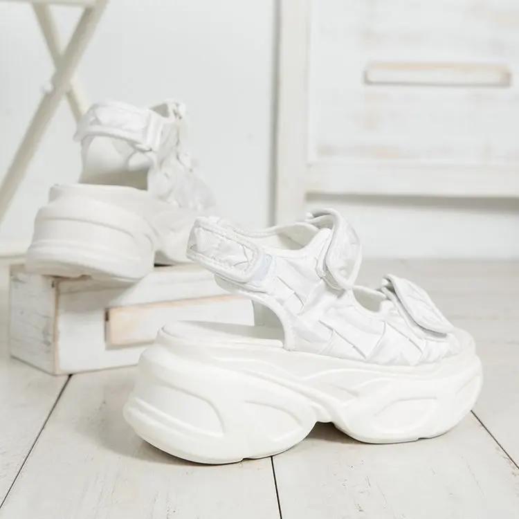 

Новые сандалии на платформе Летние женские сандалии на танкетке с открытым носком на толстой подошве Повседневные римские сандалии Плюс 42 Женская обувь 42 бежевый