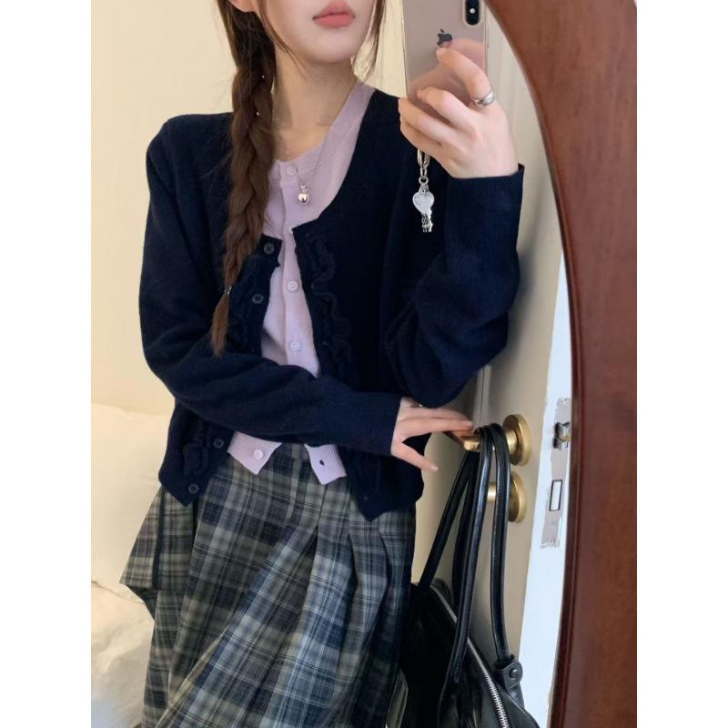 

Korean Autumn Style Color-Block Omelet Egg Roll Sweater One Size сірий колір