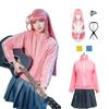 Goto Hitori Cosplay Bocchizarock Cosplay Costume with Wig Costume Uniform Halloween Gift Goto [AG-TOP] (S, Hitori)