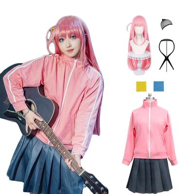 Goto Hitori Cosplay Bocchizarock Costume de Cosplay avec Perruque Costume Uniforme Cadeau d'Halloween Goto [AG-TOP] (S, Hitori)