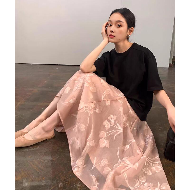 

JK&JS New Chinese Style Short Sleeve Loose Long Dress XL