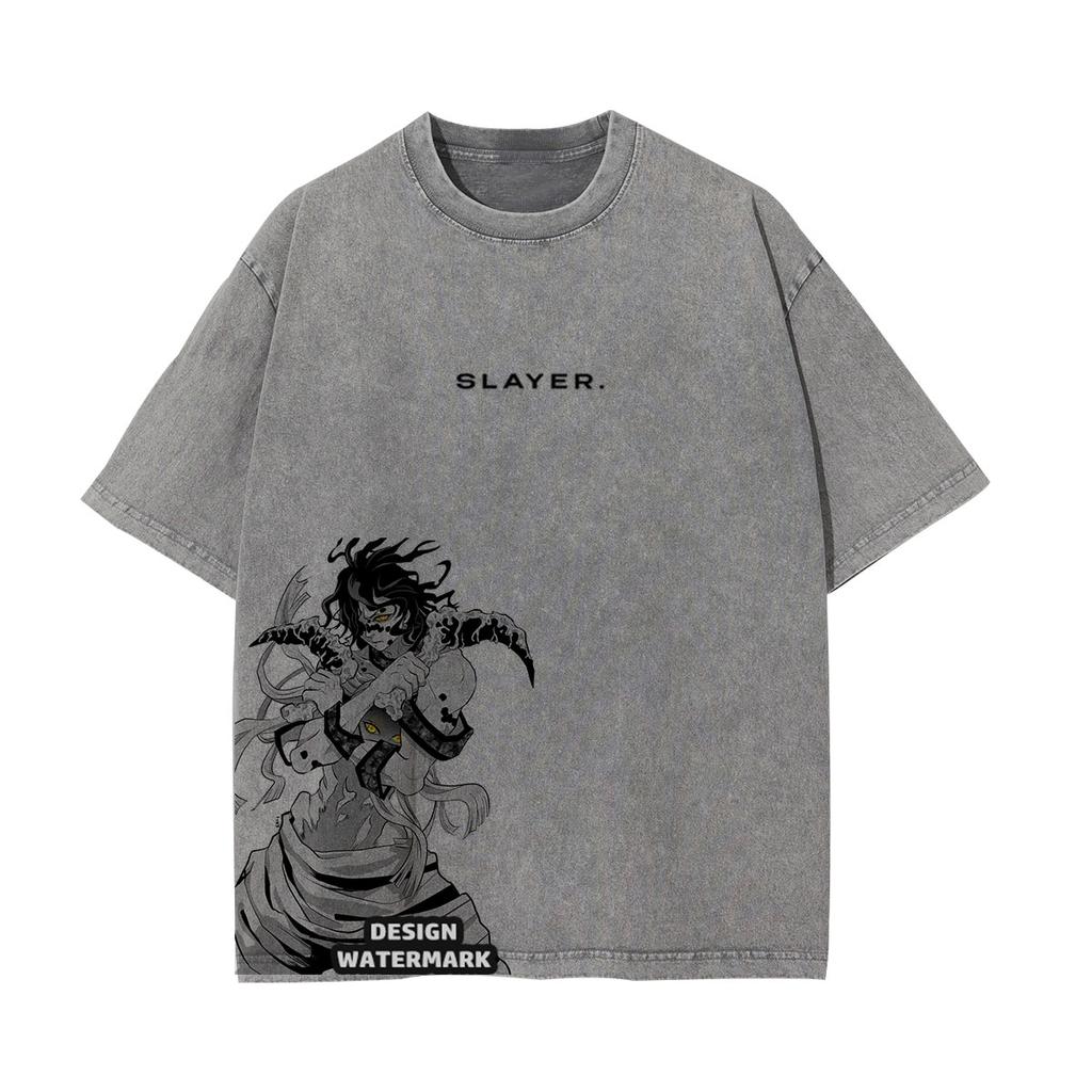Anime Inosuke Tshirts Oversized Vintage Washed KKimetsu No Yaiba T Shirt Tanjirou Zenitsu Kyoujurou Tops Tees Man Cotton