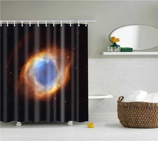 Beautiful Cosmic Starry Sky Scenic Astronomical Shower Curtains Frabic Waterproof Polyester Bathroom Curtains With Hooks 180X180