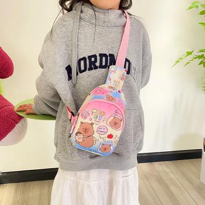 2025 Winter New Children's Bag Cartoon Pattern One Shoulder Crossbody Breast Bag Fashion Baby Play Storage Bag