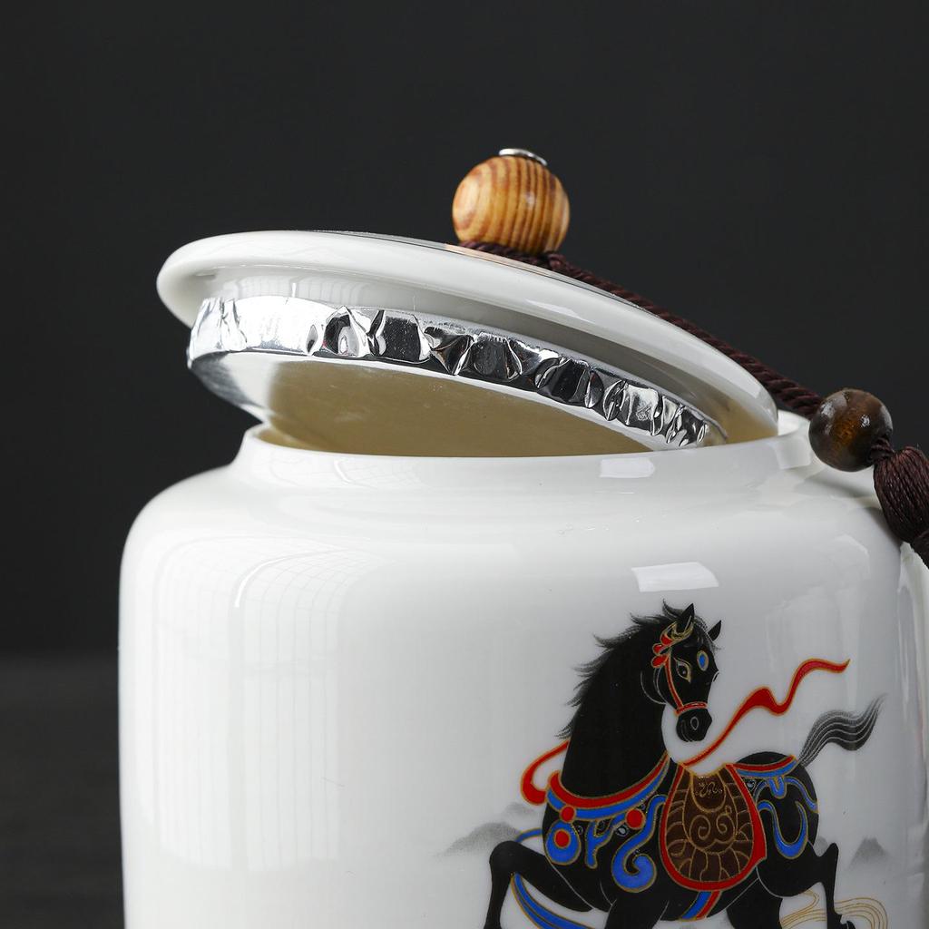 Ceramic Lard Jade Porcelain Tea Canister: Sealed, Moisture-Proof Storage Jar with Custom Logo.