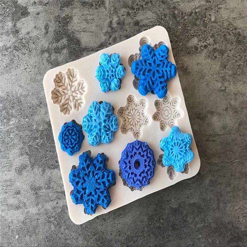 Stampo in Silicone Forma Fiocco di Neve Decorazione per Sapone Fondant Zucchero Artigianato