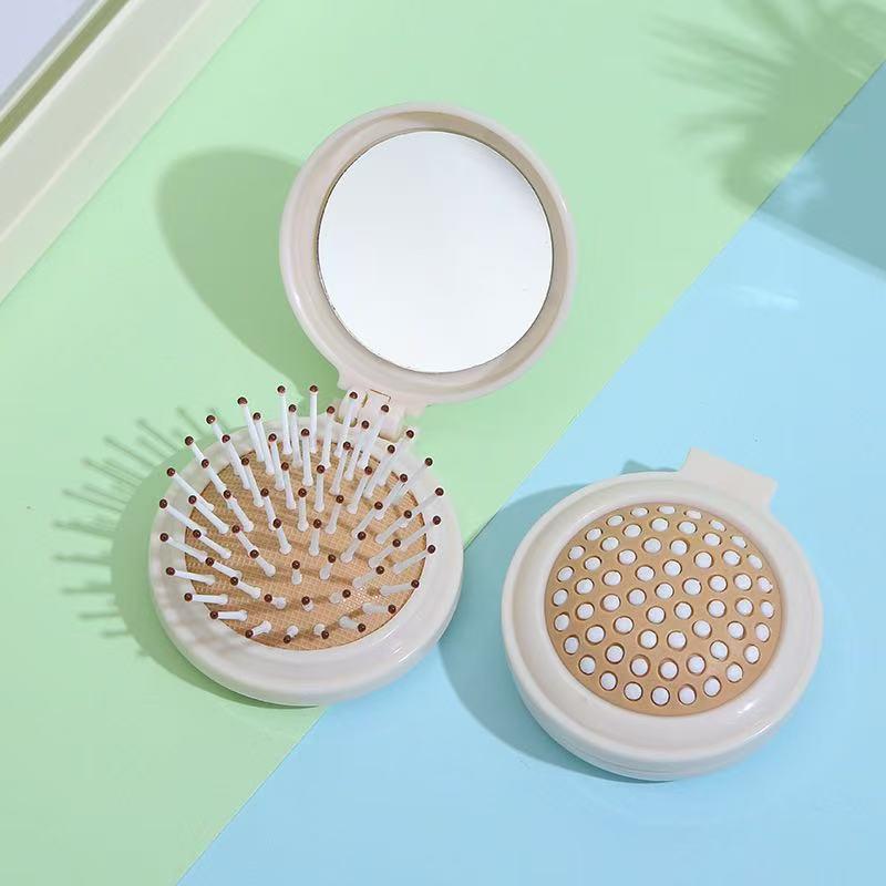 Candy Color Portable Hairdressing Comb with Mirror – Cushion, Airbag, and Massage Features