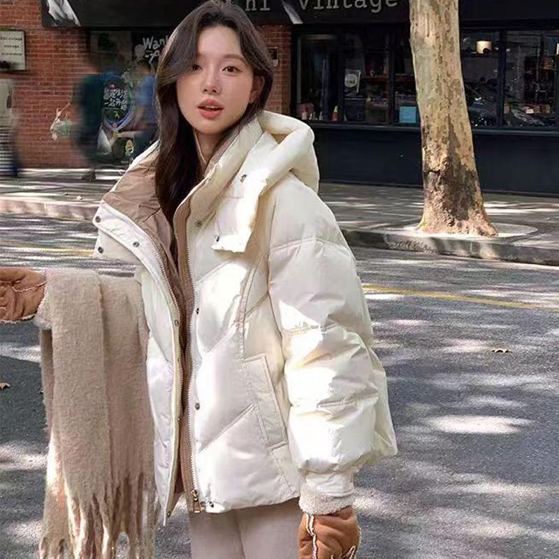 

Down cotton-padded women s new winter hooded long-sleeved short small thickened bread-padded coat women s S