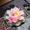 Hand Pinched Lotus Tea Pet Ceramic Color Changing Sculpture Chinese Style Artwork for Home Office Desk Decor Gift