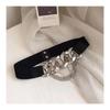 Versatile Elastic Simple Waist Belt With Gold And Silver Smooth Options Buckle