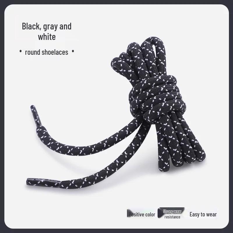 Lacets de chaussures ronds épais à pois diagonaux noirs et blancs pour la randonnée/course à pied