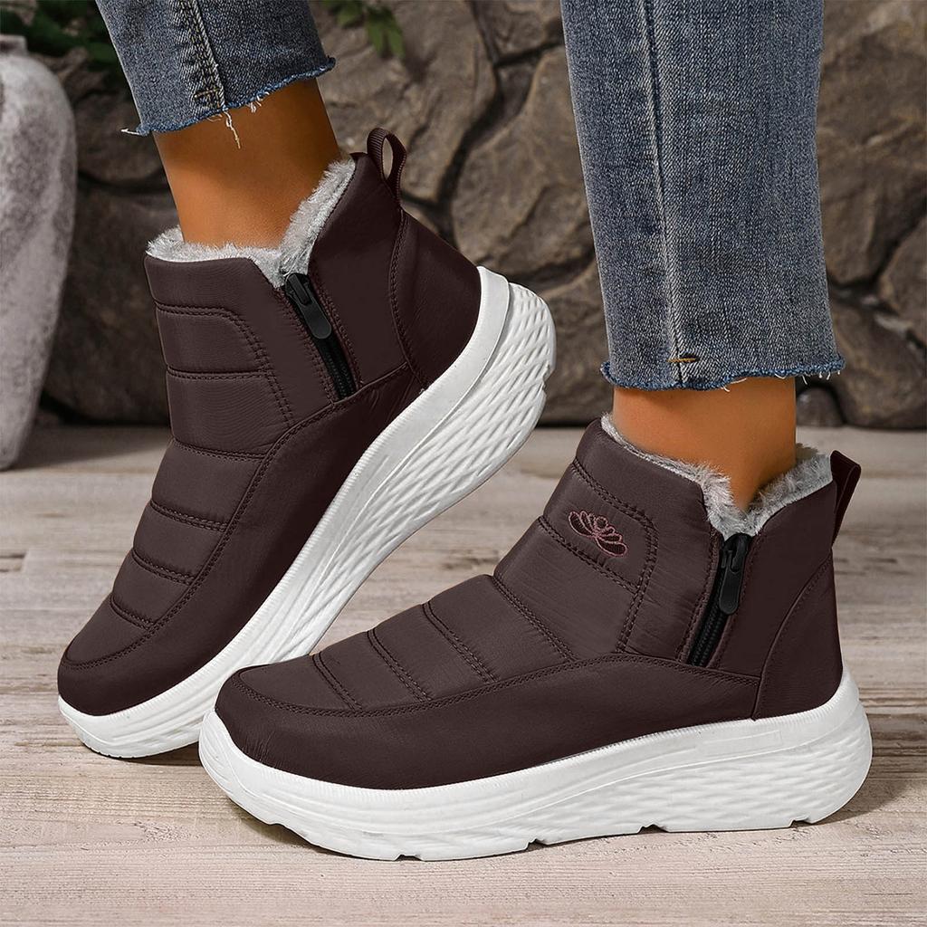 Stiefel für Damen Winter Warm Gefütterte Stiefeletten Bequem Zum Hineinschlüpfen Leicht Damenstiefel Frau Plüsch Warme Schneestiefel