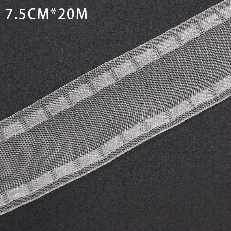 

10M/20M White Pleat Curtain Pinch Heading Tape Transparent Rod Belt Crafts Nylon Multi-function Curtains Accessories 7.5CMx10M білий