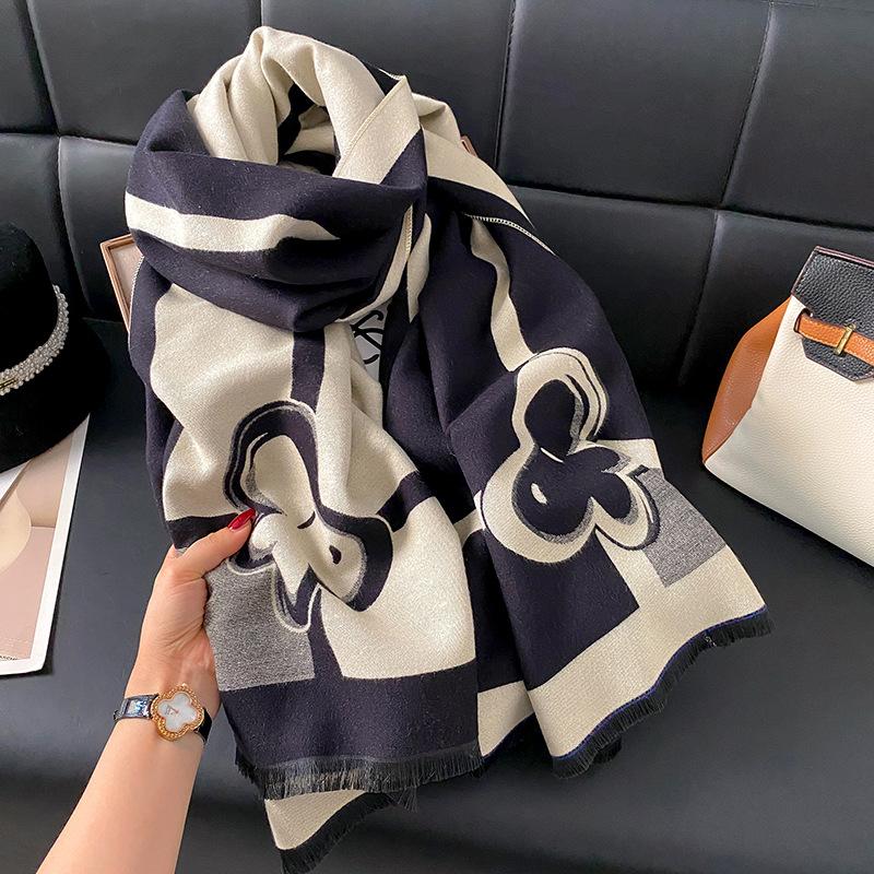 

Autumn and winter new bow warm long shawl dual-purpose double-sided thickened student scarf women s winter scarf 190*65cm