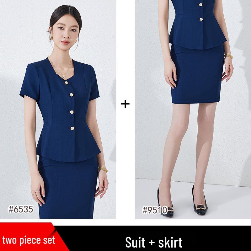 Professional Women's Short Sleeve Suit for Reception & Salon Staff