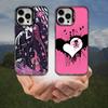 Liebe Schwarz Und Süß Emo Goth Handyhülle Für iPhone 16,15,14,13,12,11,8,7,Pro,Max,Plus,Mini,XS,SE Anti-Fall Schwarz Matt Hart