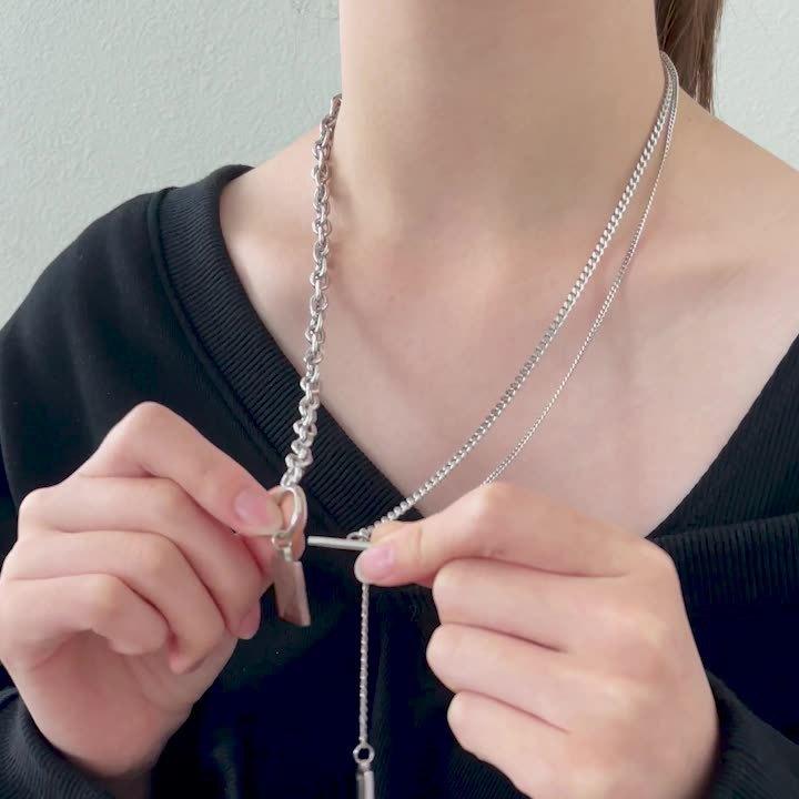 Autumn and winter niche design sweater chain male trendy hip hop versatile neutral accessories long titanium steel sweater necklace female