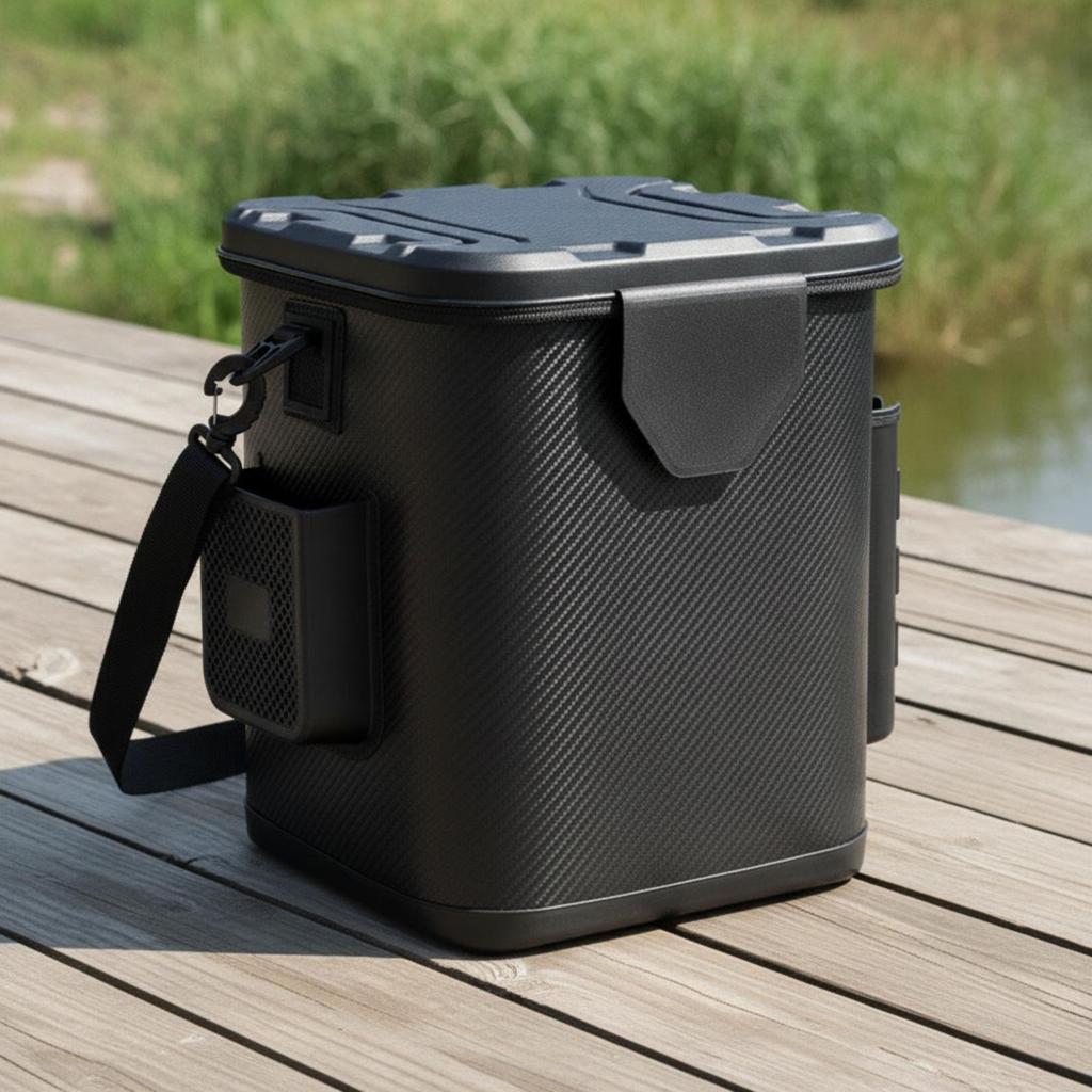 HardLid Fishing Bucket Portable with Rod Holders Tackle Box for Anglers, Fishermen