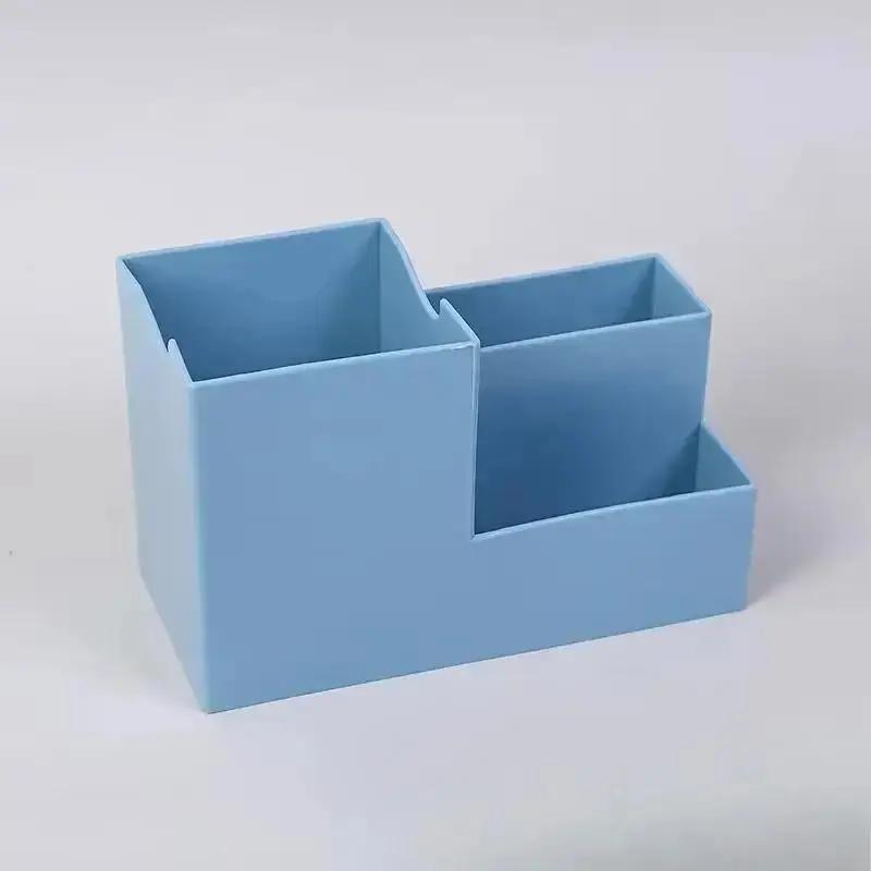 

New Stationery Pen Desk Holder Desktop Mobile Phone Holder Organizing Box Simple and Large Capacity Office Storage Supplies синий