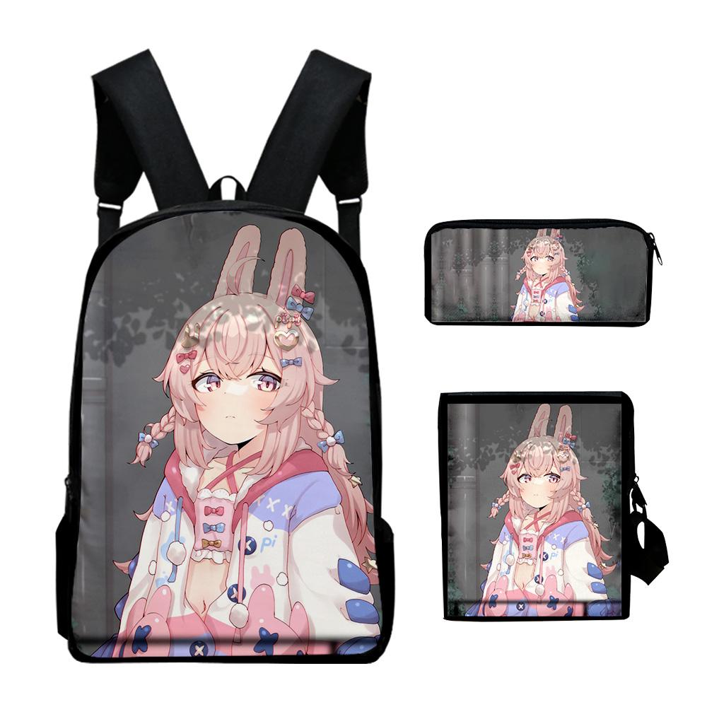 Classic VTuber Pipkin Pippa 3D Print 3pcs/Set pupil School Bags Laptop Daypack Backpack Inclined shoulder bag Pencil Case