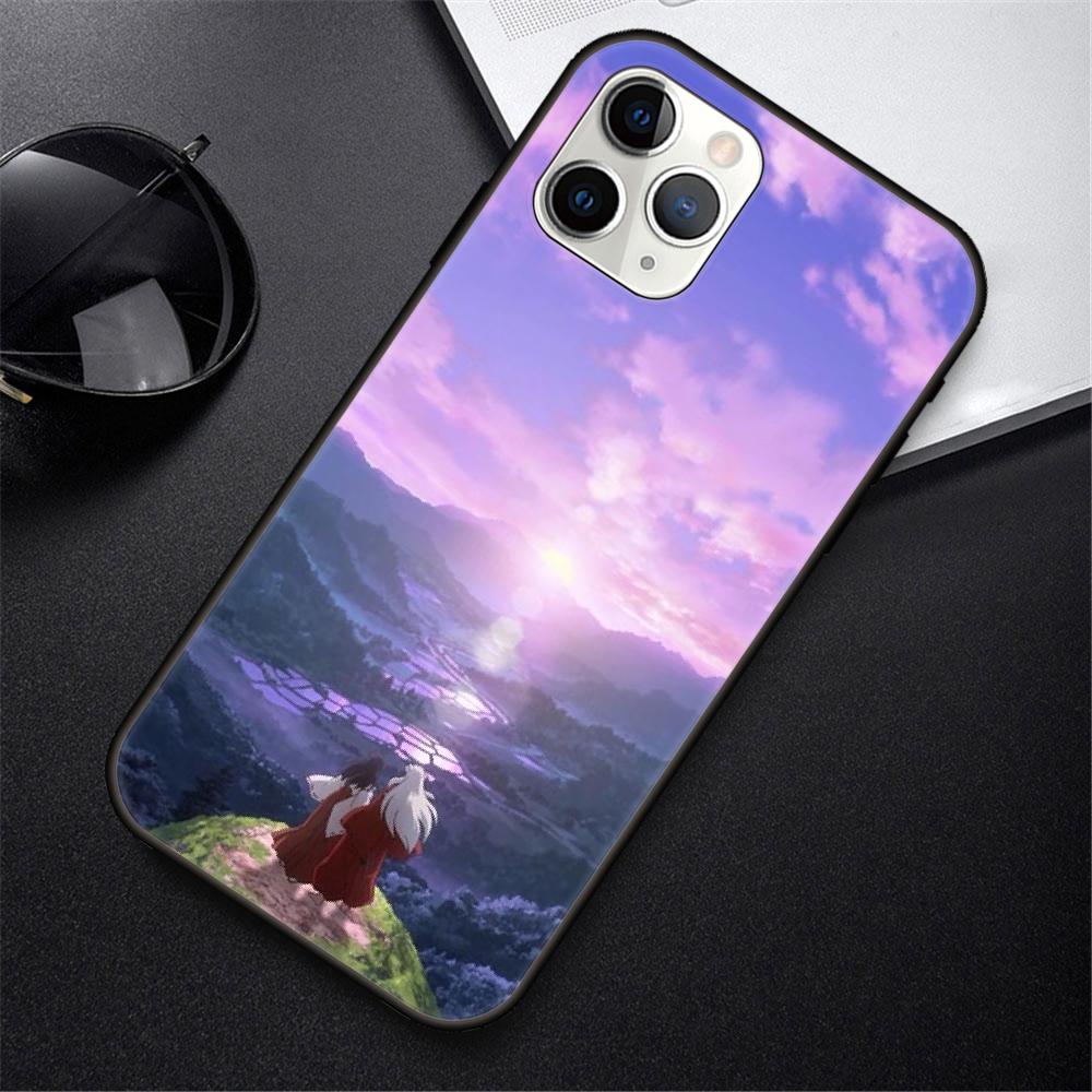 Phone Case For IPhone 12 Mini 11 Pro XR X MAX SE XS 5 6 S 7 8 E Plus 13 Black Cover Funda Fashion Waterproof Tpu Bumper Inuyasha
