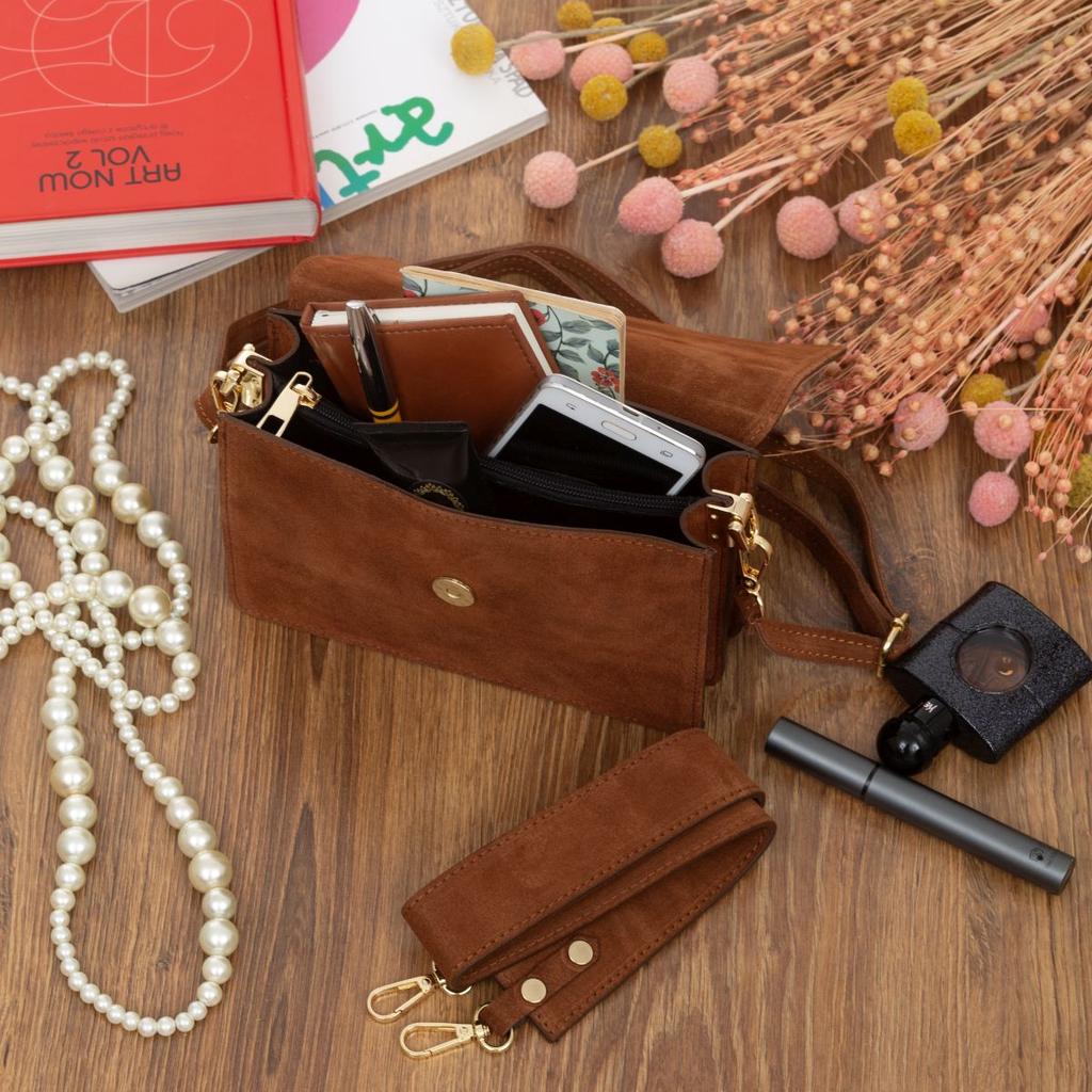 Vezze Frena Choco Small Suede Bag