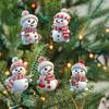 5Pcs Cute Cartoon Snowman Ornaments Acrylic Hanging Decor for Christmas Tree Car Rearview Mirror Holiday Home Display Decorations
