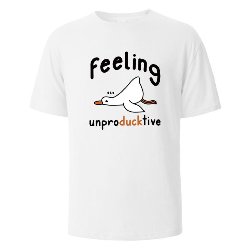 Feeling Unproducktive Print TShirt Casual Short Sleeved Streetwear Tops Summer Tees for Unisex Unisex Cotton Oneck Oversize