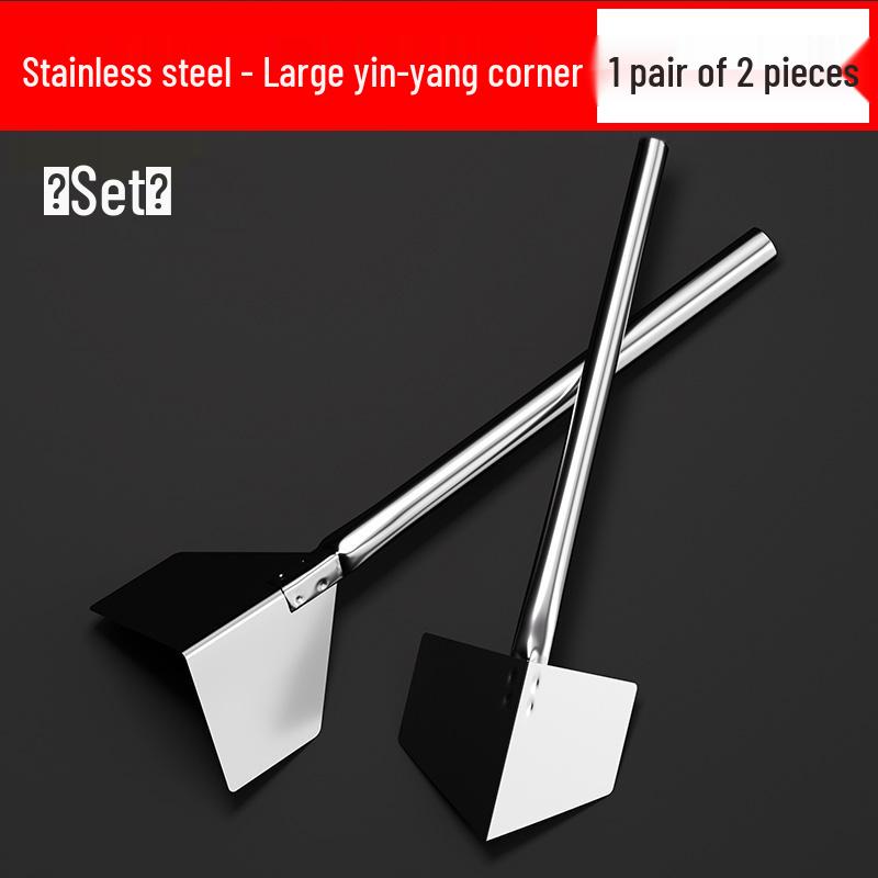 Stainless Steel Corner Tool Set: Internal/External Corner Puller & Putty Scraper for Interior/Exterior Walls.