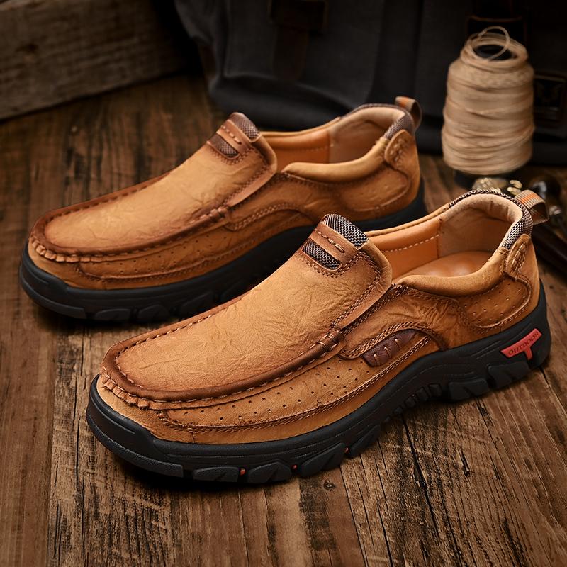 Handgefertigte Echte Lederschuhe Herren Freizeitschuhe Komfort Flache Schuhe Mokassins Werkzeugschuhe