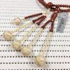 Umetake Nichiren Buddhist Prayer Beads for Women, 8 Inches, Striped Rosewood and Ivory, Odamaki Bonten