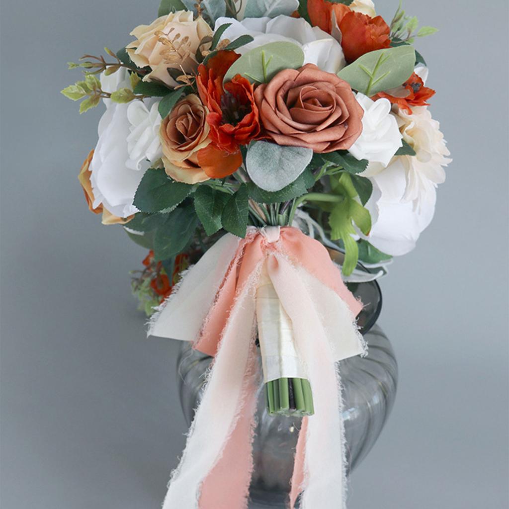 Romantic Champagne Rose Bouquets for Bride Bridal Holding Flowers