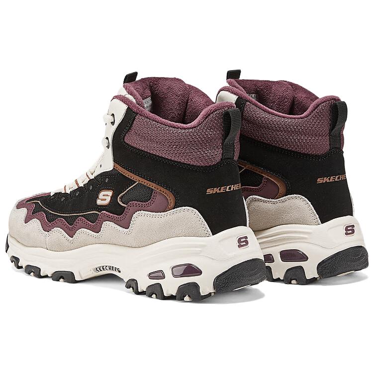 Skechers DLites Retro Fashion Versatile Durable High-Top Lifestyle Casual Shoes Women Sneakers Black Purple 168026-BKPR