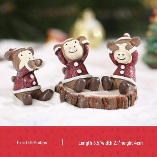 Creative Zakka Christmas Handmade Cute Resin Animal Ornaments for Home, Car, or Desk Decoration