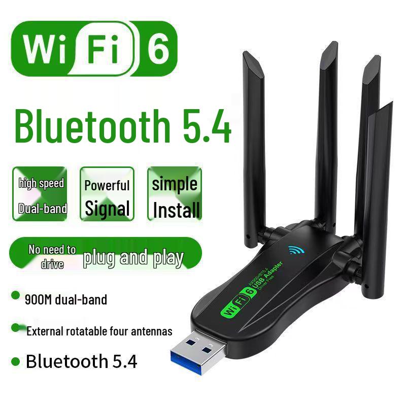 USB Wireless Network Card 1300Mbps Gigabit 5G Dual-Band WiFi6 Receiver, Driver-Free