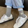 Two Pairs of Women's Autumn and Winter Vacation Socks with Rolled Heart-shaped Letter Embroidery In A Patchwork Color and Embossed Twist Pattern