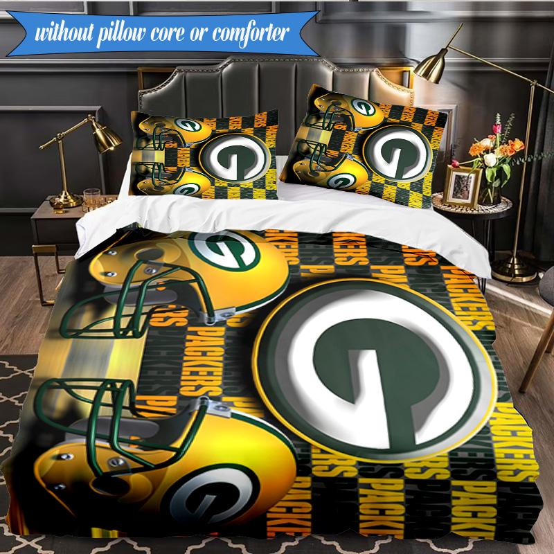 Green Bay Packers Bettwäsche-Set 3-teilig, inklusive 1 Bettbezug und 2 Kissenbezügen. Perfekt für Weihnachten, ideal für Schlafzimmer, Studentenwohnheim