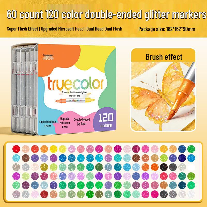 True Color Double-Ended Acrylic Markers: Professional Grade, Student-friendly, Opaque, Two-Color Watercolor Pen Set