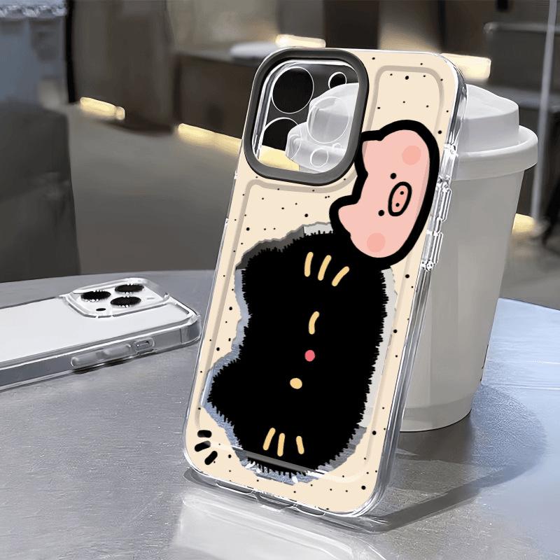 Soft Black Cat Pig Design Inkjet Case for iPhone 15/14/13, 12 Pro Max, XS, 11, XR